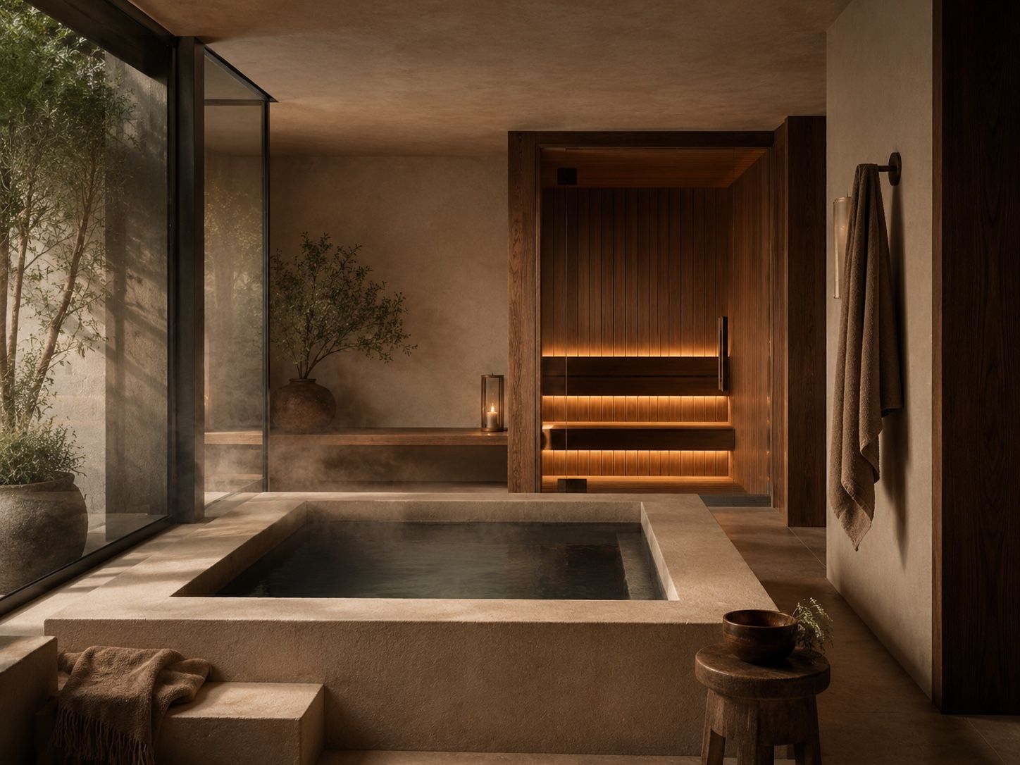 A pool and terrace